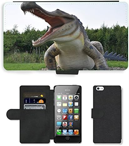Super Stellar Cell Phone Card Slot PU Leather Wallet Case // M00125585 Jurassic Park Alligator Animal // Apple iPhone 5 5S 5G