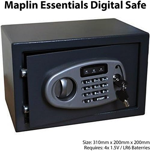 Maplin Electronic Digital Steel Safe – Safety Money Cash Deposit Box – Secure Pin Code &amp; Key Lock Set – Hotel, Home, Bar, Shop, Office Outlet