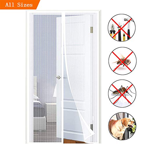 Preisvergleich Produktbild COAOC Fliegengitter TüR Magnetisch, Fliegengitter TüR Ohne Bohren Insektenschutz Geeignet für Balkontüren Terrassentüren - Weiß 100x260cm(39x102inch)