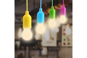 ‎LIGHTESS Lightess 4er Pull Light Lampe Ziehlampe Tragbare LED Leuchte Colors Glühbirnen Wasrmweiss Campinglampe Dekoratives Licht Pendelleuchte für Party Garten Schuppen Zelt Camping Kleiderschrank