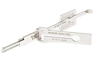 Qxiao MAZ24R-2024-EXT Dietrich-Werkzeug für Doppelrillentürschloss Pro, 2-in-1-Decoder und Pick-Werkzeuge, Autoschlüsselleser, Mehrzweck-Edelstahl-Wartungsreparatur-Kits, robuste Handwerkzeuge