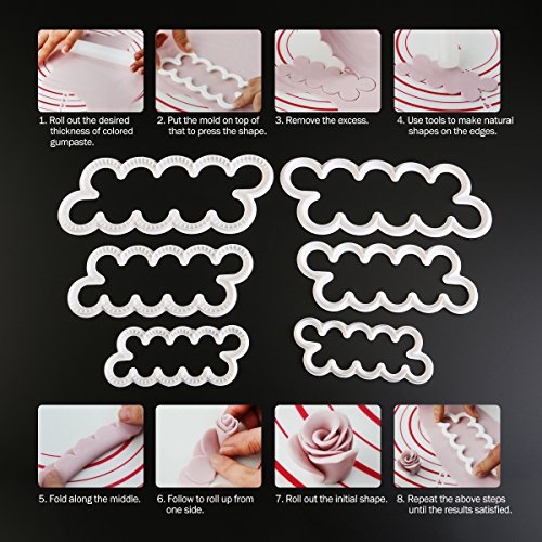 OUNONA 12 Stück Fondant Ausstecher Rosen Ausstecher Ausstechformen Set für Tortendekoration - 2