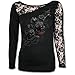 Produktbild Spiral Direct Damen Fatal Attraction - Lace One Shoulder Top Black Langarmshirt, Schwarz (Black 001), 34 (Herstellergröße: Small)