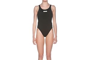 Arena W Solid Swim Tech High, Costume Intero, Costume da Bagno Sportivo in Tessuto MaxLife con Massima Resistenza al Cloro e Protezione UV UPF 50+ Donna