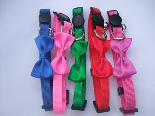 Cat bow collar safety release break away snap apart red green pink blue (Blue)