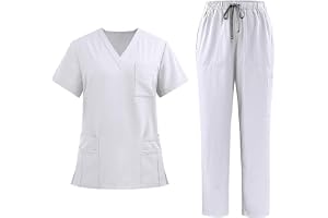 Magic Park Maid Uniforms for Women V-Neck Top Pant Medical Scrubs Women Set | Scrubs for Nurses Nanny Housemaid Uniform,Scrub Suits Set Breathable Soft and Lightweight Medical Uniform Men