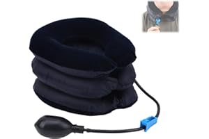 CUTULAMO Urządzenie trakcyjne na kark, nadmuchiwany i regulowany kołnierz, rozmiar uniwersalny, pasuje do wszystkich szyi, poduszka trakcyjna do domu trakcji kręgosłupa (granatowy)