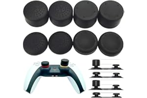 MaD Vision® Set di 4 Paia (8 pezzi) di Thumb Grips Ergonomici per Controller compatibili con PS5/PS4|Xbox Series X/S/One/360|Nintendo Switch Pro. Diversi Spessori & Texture [14/8/6 mm] (Nero)