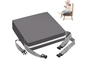 OCCTINGKIND Rehausseur de siège pour enfant, coussin rehausseur en polyuréthane lavable et amovible avec 2 boucles de sécurité, siège portable antidérapant, adapté pour une utilisation à la maison et en