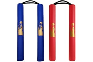 Fayscingo 2 Pack Nunchakus de Espuma Cordón de Práctica Acolchado de Seguridad Nunchakus Artes Marciales Nunchucks para Niños y Principiantes