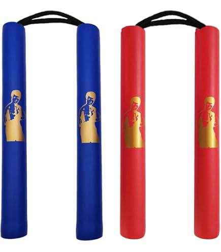 Nunchaku Mousse Enfant 8 Pouces Tout Bleu Avec Motif Dragon – Chaîne Métallique Pour Débutants