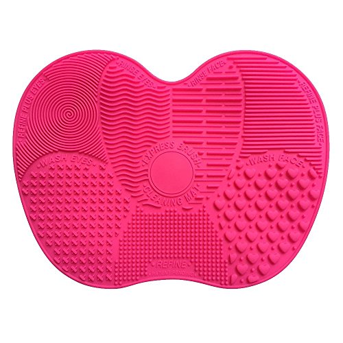 INHDBOX Silicone Makeup Brush Cleaning Mat Scrubbing Pad With 7 Separate Sucker Solid Adsorption(Random color)