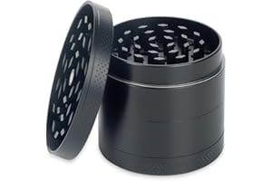 FACY Herb Grinders, Grinder for Dry Herb Portable, 4 Pieces,Fine Non-Sticky,Zinc Alloy Metal Grinder,Sticky with Pollen Collector Magnetic Lid Black,35 * 45mm