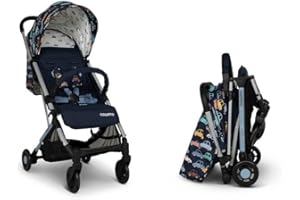 Cosatto Yo Travel Stroller - Baby Pushchair Lightweight Compact Fold from Birth to 25kg - Airline Compatible, One Hand Easy Fold, Large 8kg Shopping Basket, Free Raincover & Bumper Bar (Beep Beep)