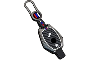 OTMIK Aleación de Zinc Fibra de Carbono Silicona Fundas para Llaves de Coche para Mercedes-Benz BGA AMG W203 W210 W211 W124 W202 W204 W205 W212 W176 Clase E W213 Clase S (2 Botones Mate)