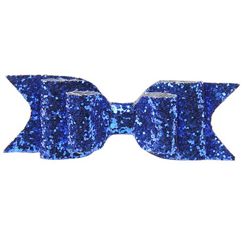Girl's Shining Bowknot Spring Hair Clip Glitter Bow Barrette Hair Accessory (Sapphire Blue)