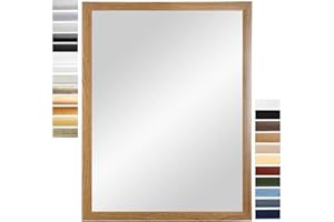 PrimeLuxe Specchio da parete 80 x 80 cm (dimensioni esterne), quadrato in rovere rustico, colore e dimensioni a scelta, specchio per il bagno e il corridoio, con cornice in legno, prodotto in Germania