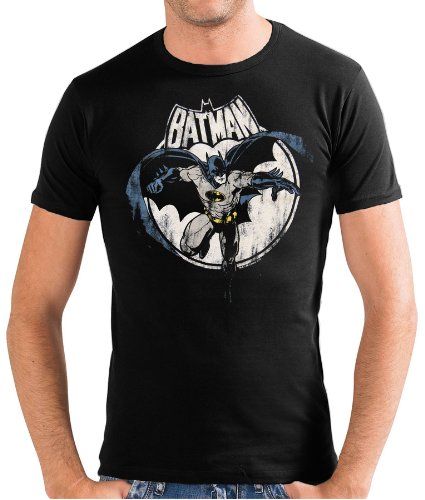 Batman-Fullmoon-Vintage-SLIMFIT-Logoshirt-T-Shirt-Black-L