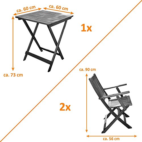SAM® Robuste Gartengruppe Chile 3tlg., aus Akazienholz, bestehend aus 1 x Tisch + 2 x Klappstuhl, geölt, Garten-Tischgruppe, schöne Maserung, massives Holz, klappbar, Sitzgruppe aus Akazien-Holz - 9