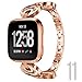 Produktbild Für Fitbit Versa Armband, Purple Angel Fitbit Versa Ersatz Uhrenarmband Armbänder Zinklegierung Metall Band mit Glitzer Diamant Smart Watch Replacement Wrist Strap mit Metallschließe Bracelet für Fitbit Versa, Roségold