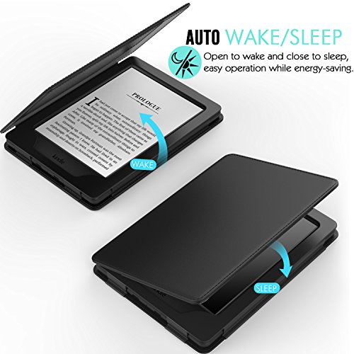MoKo Hülle für Kindle 8 Generation – Premium Kunstleder Schutzhülle Smart Cover mit Auto Schlaf / Wach Funktion für der Neue Amazon Kindle (8. Generation – 2016 Modell) 6 Zoll eReader, Schwarz - 8