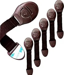 KidDough Furniture Safety Locks for Kids (6 Locks Brown)