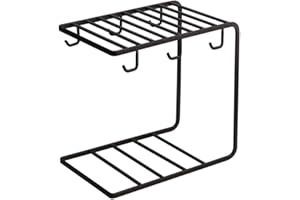 UPKOCH Árbol porta tazas de café y platillos para 6 tazas escurridor de cocina de acero inoxidable (café oscuro)