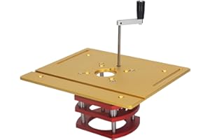 YUNSEITY Kit di Sollevamento del Router, di Sollevamento del Router in Metallo con Piastra di Inserimento del Tavolo del Router, Bloccaggio a 4 Ganasce, Accessori per la Base di (Oro)