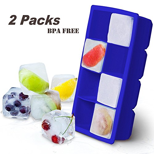 2er Pack Silikon Eiswürfelform für je 8 Eiswürfel，5x5 cm Eiswürfel