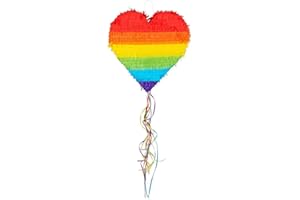 Boland 30965 - Zieh-Pinata Regenbogen-Herz, Größe 37 x 36 x 7,5 cm, zum Befüllen mit Süßigkeiten und Konfetti, Party-Spaß, Geburtstag, Geschenk