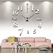 Produktbild Yosoo DIY Riesen Wanduhr Acryl 3D Spiegel Oberflächen Aufkleber Wandtattoo Wohnzimmer Dekoration Uhr Zimmerdeko Einzigartiges Geschenk (TYP 2-Silber)