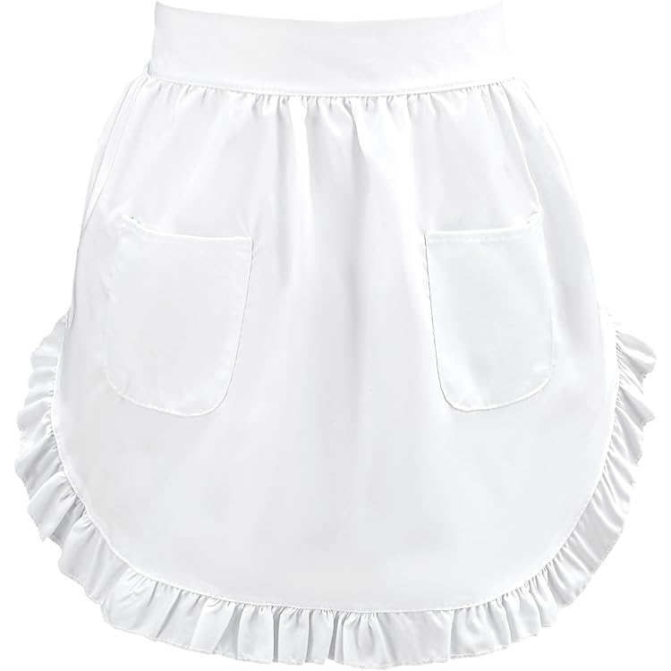 Vrouwen witte schort schorten, retro verstelbare ruche schort leuke witte retro dame schorten voor keuken en restaurant