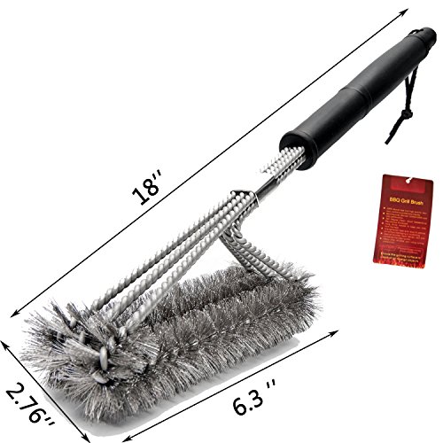 Ruicer Grillbürste BBQ 3 Edelstahl-Bürsten in 1 Extra Langer PP Wärmedämmung Griff für Outdoor Freizeit und Camping Reiniger Werkzeuge - 7