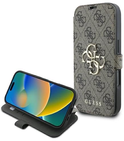 Funda Guess Para IPhone 15 Pro MAX 6.7" - Estuche Rígido Marrón IML 4G Gold Stripe | Protección Elegante Y Con Estilo