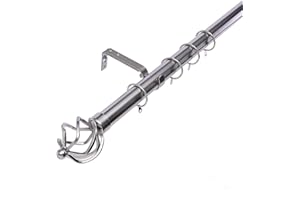 KESTRAL Palermo Cage Finial 28 mm Extendable Metal Curtain Pole Rods Voile Easy Fitting, Polished Steel 90-160 cm