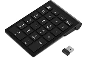 KEEMIC Wireless Numeric Keypad, 2.4GHz Portable Number Pad with USB Receiver, 22-Key Number Pad, for Laptop/Notebook, Desktop/PC Computer Compatible with Windows and OS X System(Black)