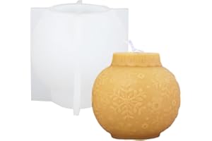 Gukasxi Molde de Vela 3D Bola de Navidad - Silicona DIY para Hacer Velas, Artesanía y Decoración (Copos de Nieve Blancos)