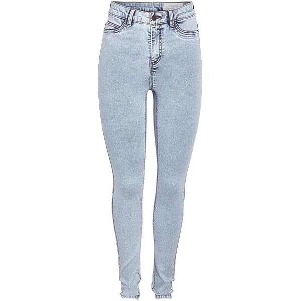 NOISY MAY Damen-Jeans Blau – Eng Geschnitten, Streetwear, Mit Nieten & Reißverschluss