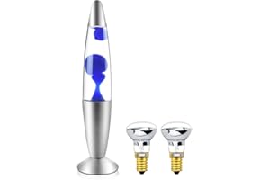 Klarlight Lavalampe 34cm Magmalampe Lavaleuchte 25W mit Kabelschalter Geschenkidee Weihnachten inklusive Leuchtmittel Retro Leuchte (Blau)