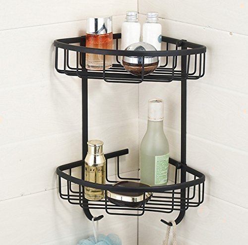 Hiendure ® 2 Tiers Wandhalterung Messing Ecke Dusche Caddies Kosmetika Veranstalter Halter,Öl eingerieben Bronze