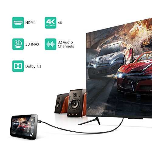 Micro HDMI auf HDMI UGREEN High Speed Kabel 2M mit Ethernet Vergoldete Kontakte Unterstützung 1080p 3D,4K-Auflösung und ARC, Micro HDMI D Stecker auf HDMI A Stecker Alu-Gehäuse Schwarz - 4