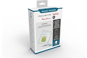 Rowenta Lot de 4 sacs aspirateur Hygiène+ Aromatic Fleur de cotton, Compatibles aves les aspirateurs traineaux, Très résistants, Haut pouvoir filtrant ZR200920, Blanc