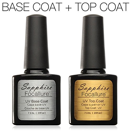 Fashion Base® New 7.3ml Sapphire Top Coat and Base Coat Long Lasting Nail Primer Summer Soak off Semi Permanent UV Nail Gel Polish (Base Coat +Top Coat)