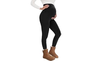 QGGQDD Thermal Maternity Leggings Women High Waisted Fleece Lined Black Pregnancy Pants with Soft Belly Support for Yoga Gym in Winter