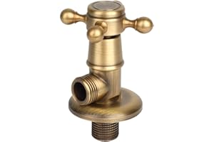 Fdit Válvula triangular de latón para baño, 1/2 G, herrajes de inodoro, válvula de esquina dorada, hardware europeo, universal, válvula de ángulo antigua, paquete múltiple