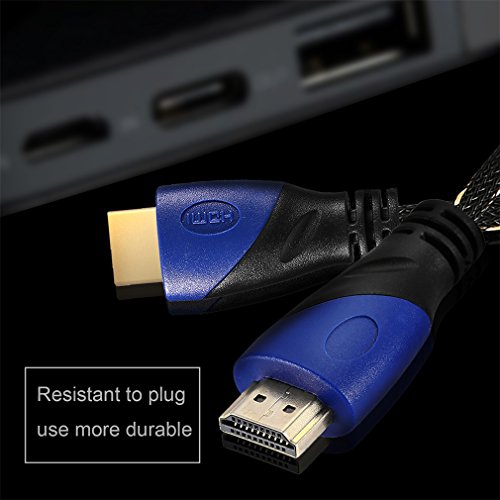 HDMI Kabel,LESHP Premium 10m Ultra HD 4k | High Speed with Ethernet | HDMI 1.4a kompatibel | 4K Ultra Full HD 1080p | 3D / ARC / CEC (Blau+Schwarz) - 5