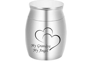 Canghai Portable Stainless Steel Mini Urns, Small Cremation Souvenir Urns for Human Ashes, Urns Suitable for Humans and Pets, Loved Ones and Friends, 25x16mm / 0.98x0.63inch (Grandpa)