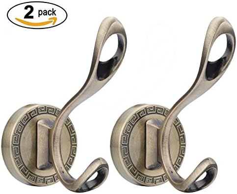2 Pack of Hat and Coat Hooks, Antiques Wall Decor, Double Clothes Hook, Designer Towel and Robe Hanger, Max 5kg