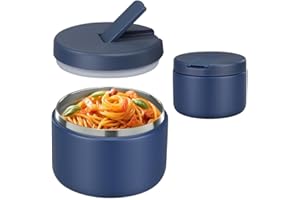 LOGEEYAR Thermos per Alimenti 350ml, Contenitore Termico per Alimenti di Acciaio Inossidabile con copertura con fibbia, collo largo, isolamento, per Cibi Caldi e Freddi Blu