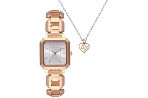 Armani Exchange Orologio da Donna, Quarzo Movimento a tre lancette e cassa da 27 mm con cinturino in Acciaio inossidabile